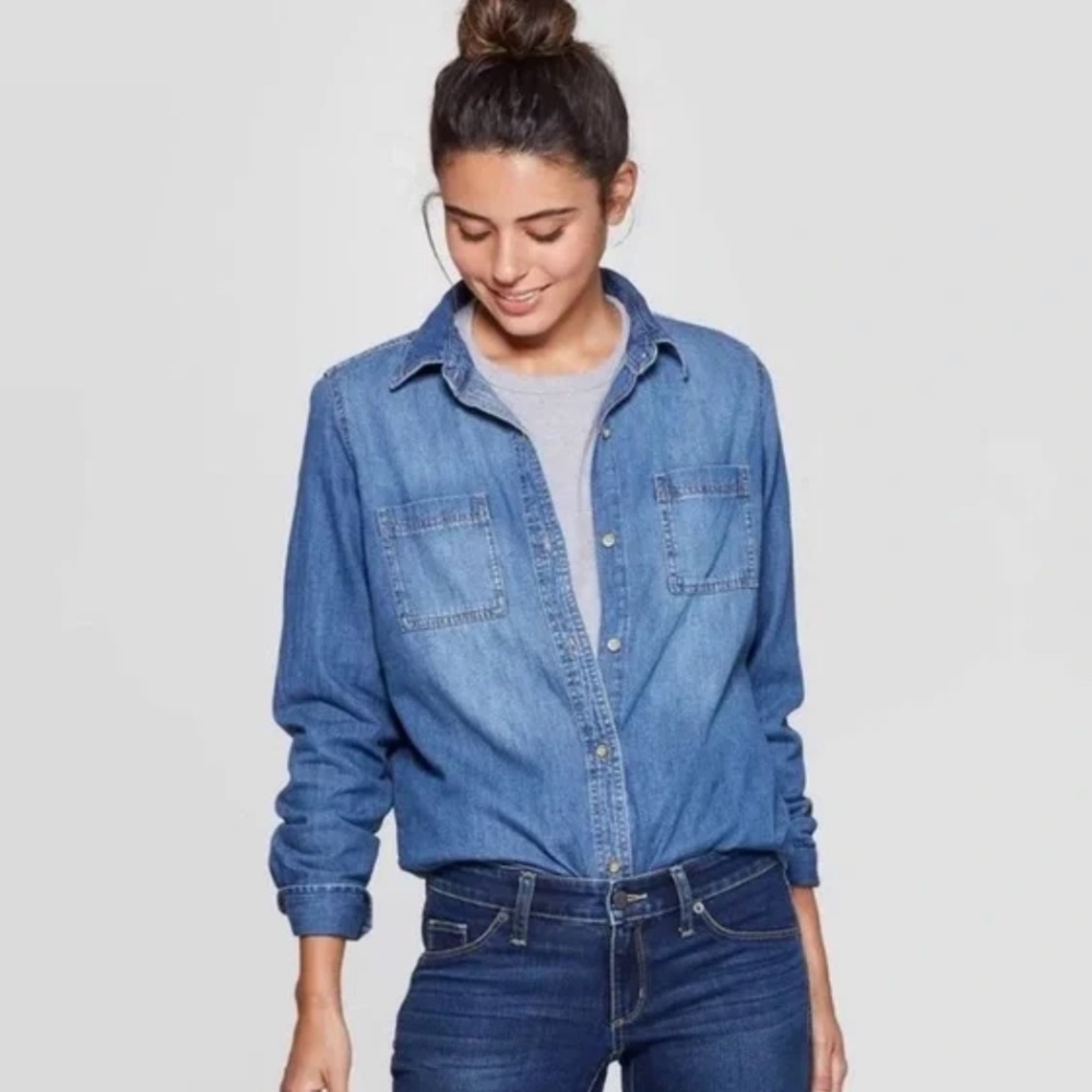 Universal Thread Blue Denim Shirt - Picture 9 of 9